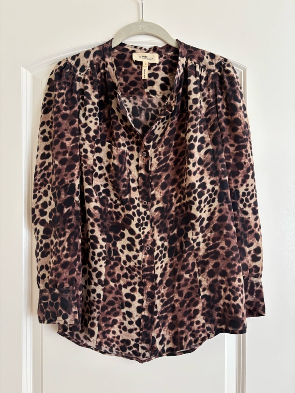 Isabel Marant Leopard Print Button-Down Blouse — Brown/Black/Cream